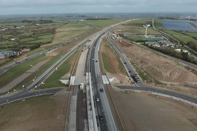 Looking east, the new Chiverton interchange