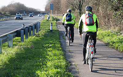 Cyclists using cycle path