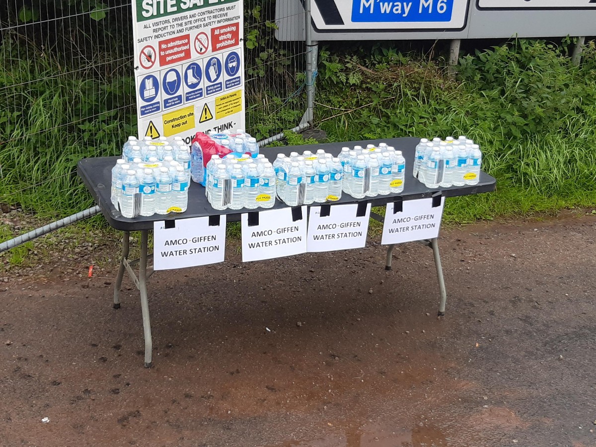 Water station provided by our contractor for cyclists.