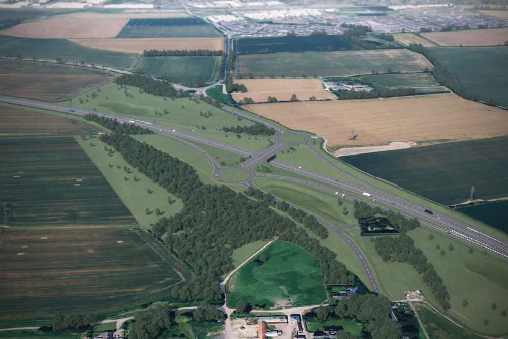 Artist's impression of new junction at Cambridge Road in St Neots.