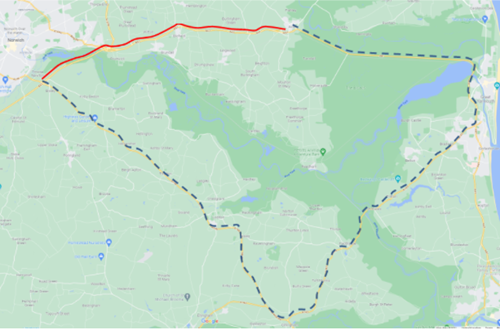 A47 Trowse Newton to Acle diversion map
