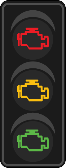 Traffic light showing red amber an green warning lights