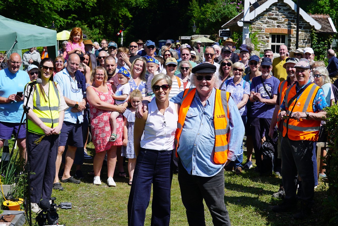 The opening ceremony, with Head of HRE Helene Rossiter and Lynton and Barnstaple Director Keith Vingoe