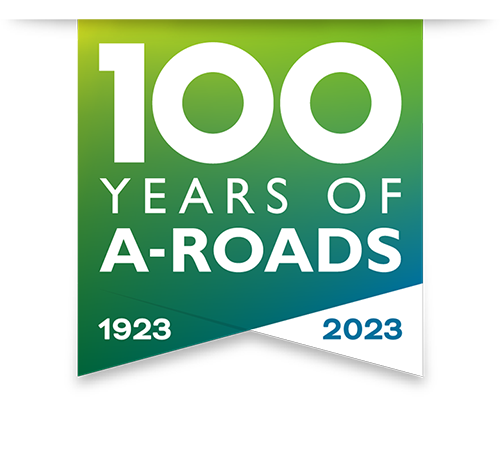 100 years of A-roads logo