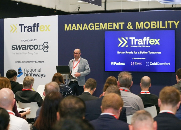 Elliot Shaw, National Highways, speaking at Traffex 2024