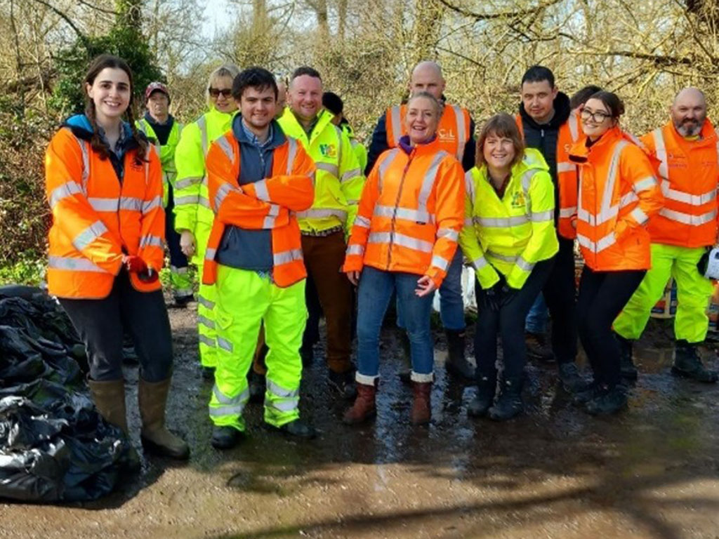 Proud litter picking volunteers