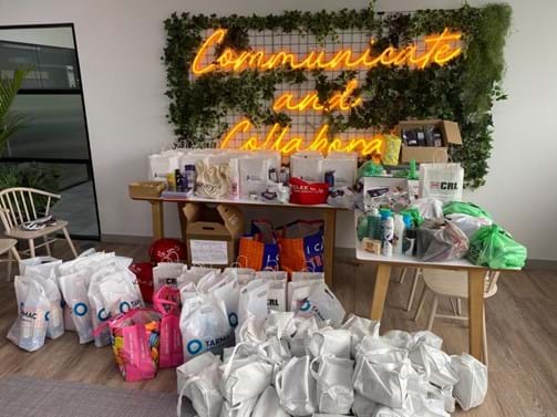 A collection of bags for charity