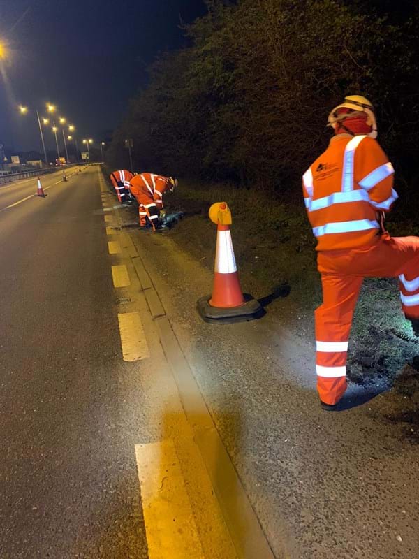 Litter picking along the A38 in Staffordshire