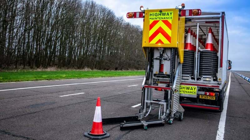 Automated cone laying vehicle spotted on roads in new trial