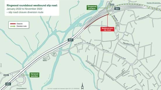 Ringwood roundabout slip road closure