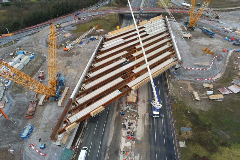 January 2021 - newly installed bridge beams across the junction