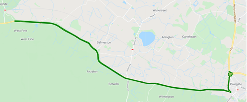 Map of A27 East of Lewes project