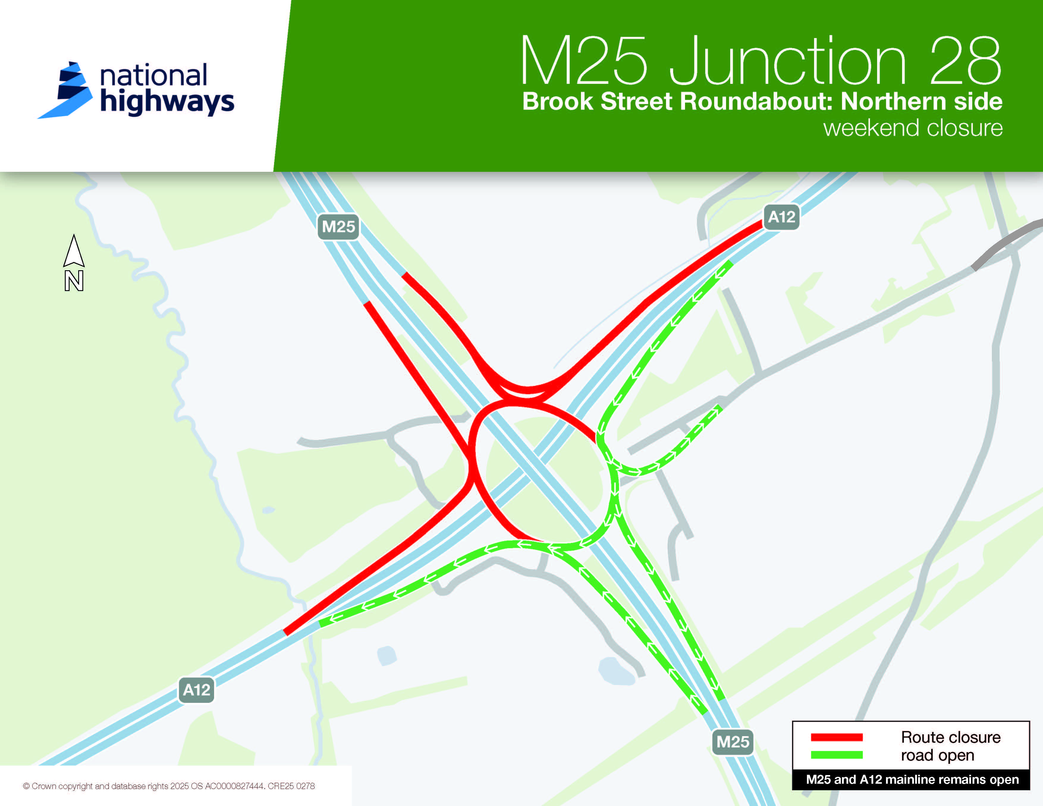 Brook Street Roundabout: Northern side weekend closure