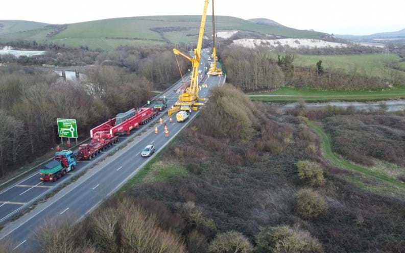 A27 at Lewes as the abnormal load past through