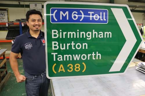 A sign created by Anil Gurung at the Royal British Legion Industries