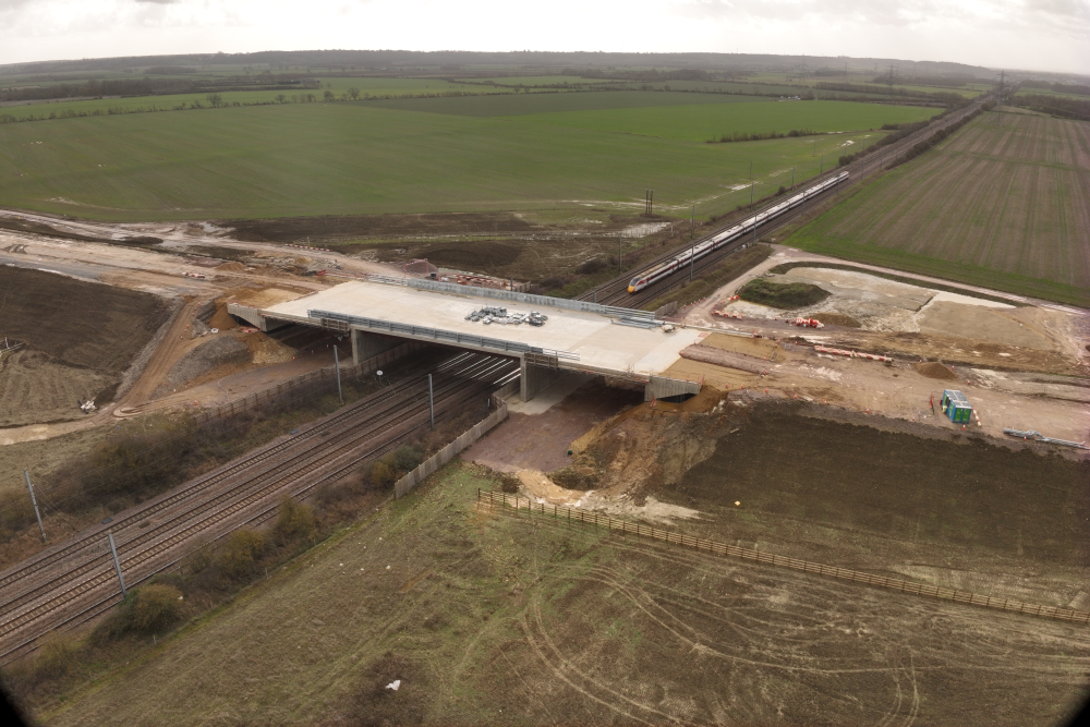 New bridge over the busy East Coast Main Line railway.