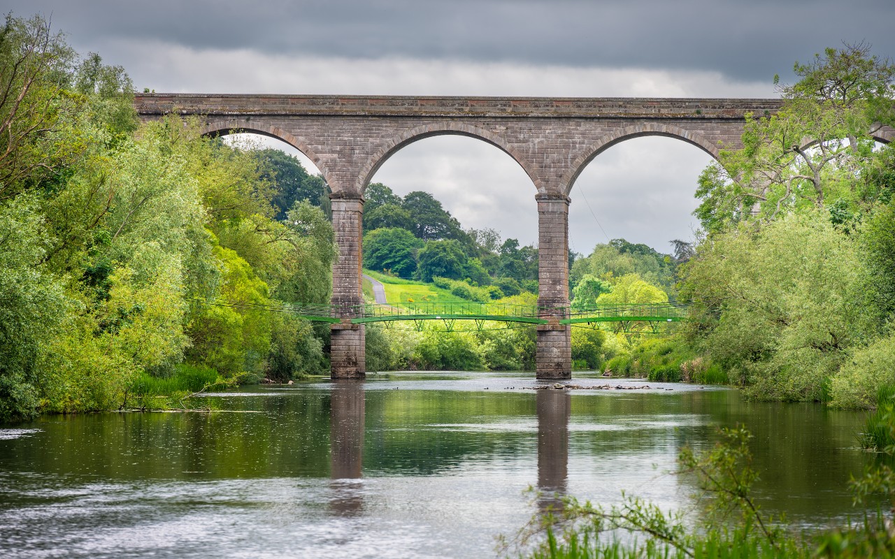 Teviot (also known as Roxburgh) viaduct in Scotland spans the river Teviot