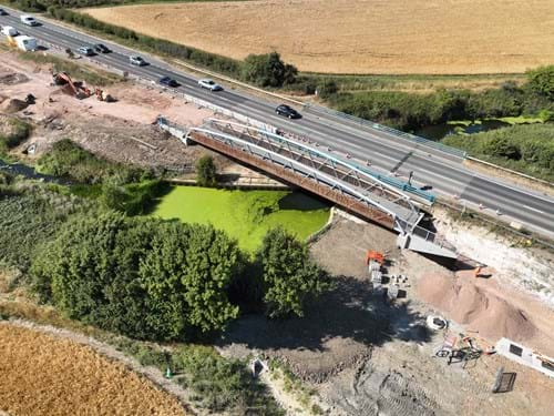 aerial view of new footbridge