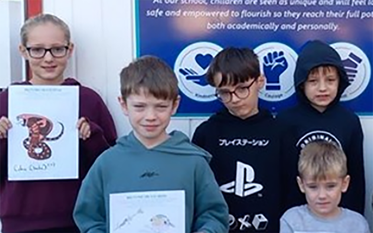 School children presenting their designs
