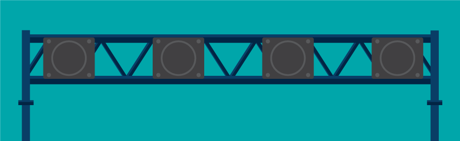 Over-lane gantries are blank or 'off'