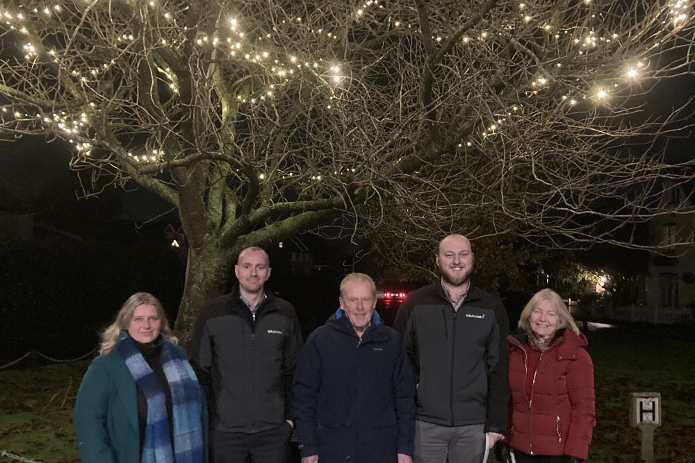 Christmas lights on Stockbury village green